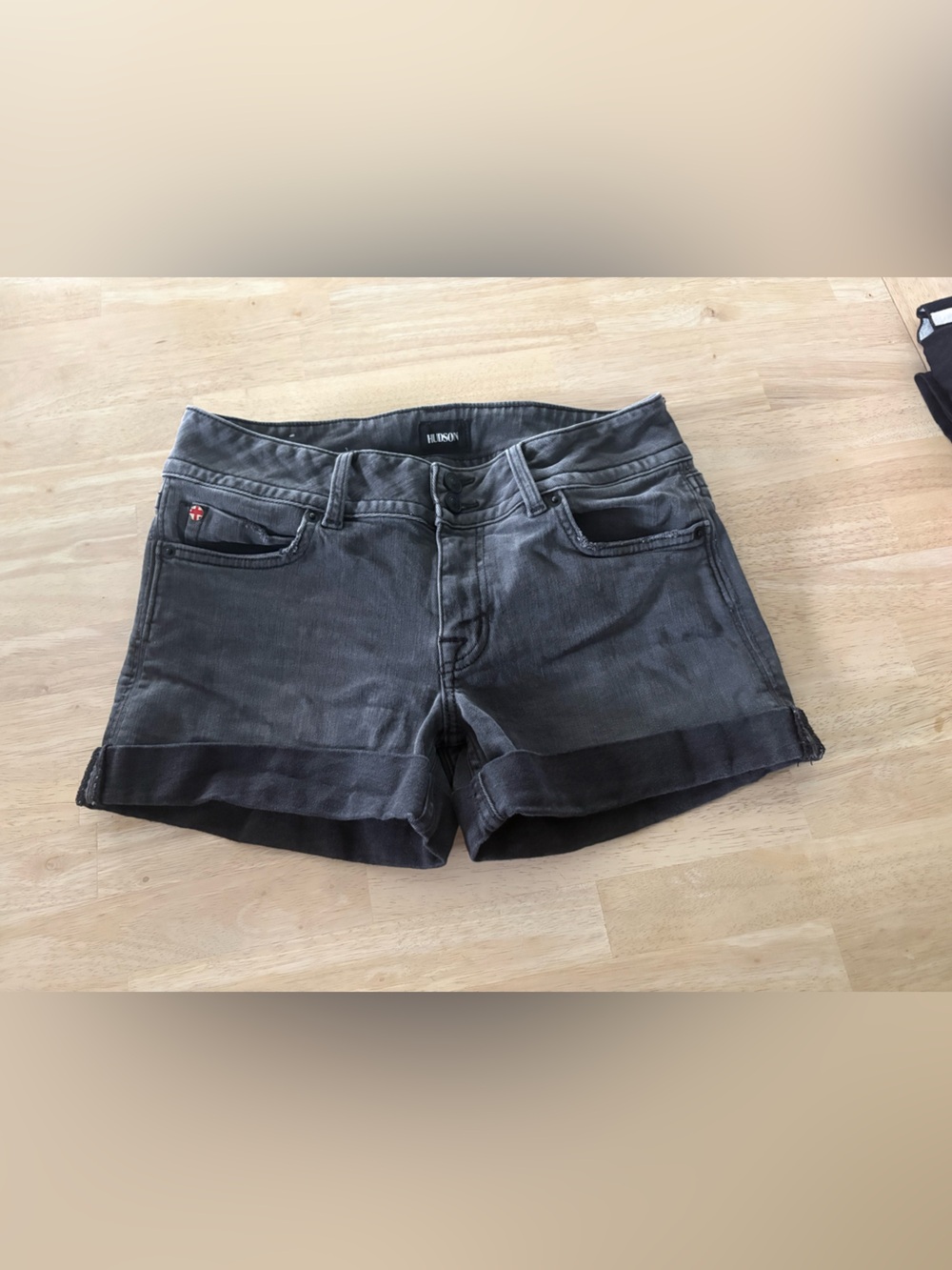 Hudson Jeans Charcoal Gray Cuffed Denim Shorts